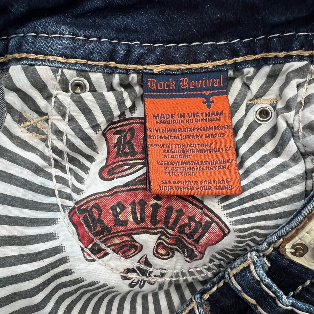 Rock Revival Ferry Bootcut Jeans Womens 26 Blue Mid Rise Embroidered Logo Casual - Picture 12 of 13